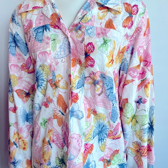 Alfred Dunner Butterflies Eyelet Short Jacket Size 16P - Picture 3 of 11